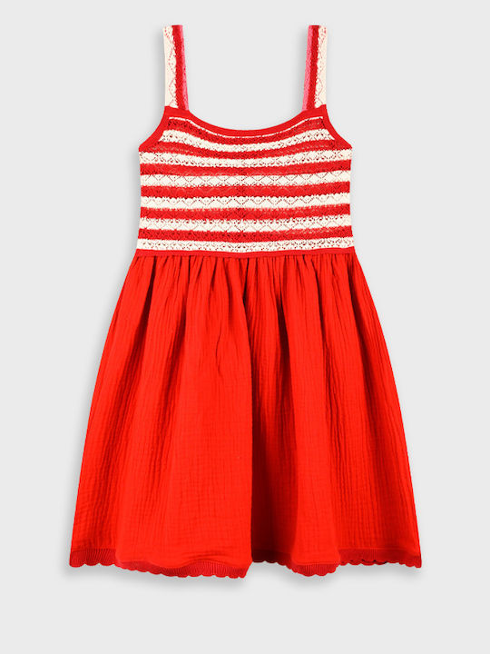 Kinderkleid Ärmellos Strick Rot