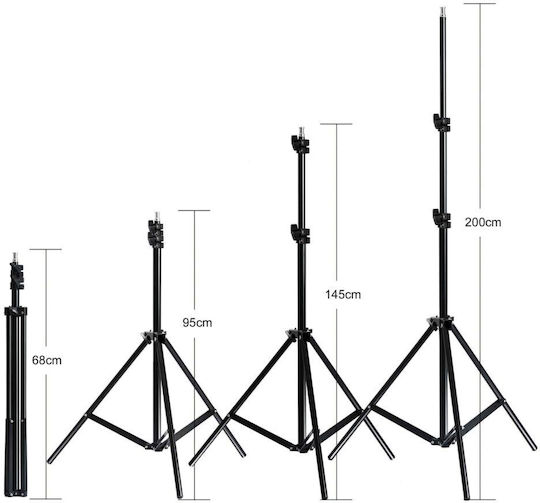 Set 2 Softboxuri Zola Lumină Continuă 5500 K 2 Becuri 30w 50x70 Cm Trepied Reglabil 95-200 Cm Filet 1/4" Aluminiu ABS Negru