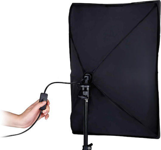 Set 2 Softboxuri Zola Lumină Continuă 5500 K 2 Becuri 30w 50x70 Cm Trepied Reglabil 95-200 Cm Filet 1/4" Aluminiu ABS Negru
