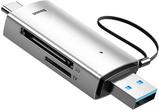 Baseus Cititor Carduri Compatibil Micro SD SD TF USB 3.0 USB Type-C Capacitate Citire Până la 128 GB Gri