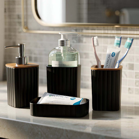 Avizar 6-piece Bathroom Accessories Set Trash Can Soap Dispenser Black