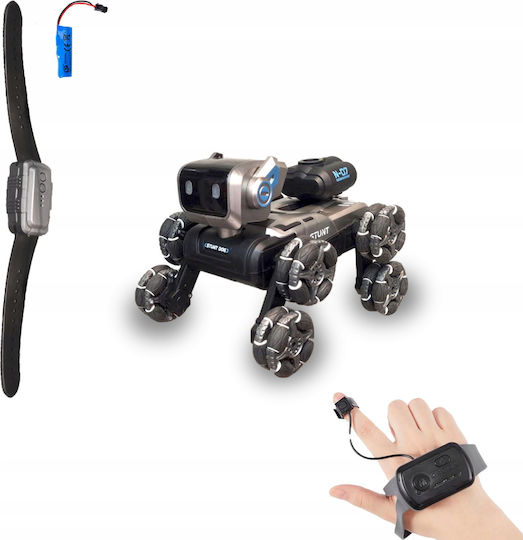 Câine Robot Teleghidat Zola Control Prin Gesturi Cântă Dansează Pulverizează Apă Efecte de Lumină și Sunet 8 Roți Rotire 360° 25 X 16 X 13 Cm Negru