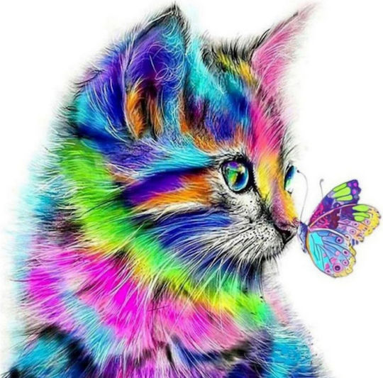 Mosaic Diamond Embroidery Zola Multicolor Cat Butterfly Design Accessories Included 15 X 20 Cm