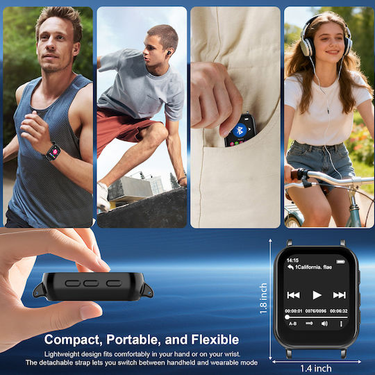 RUIZU MP3 Player M8 1.54" 32GB Bluetooth Greek Menu Black M8-32GB