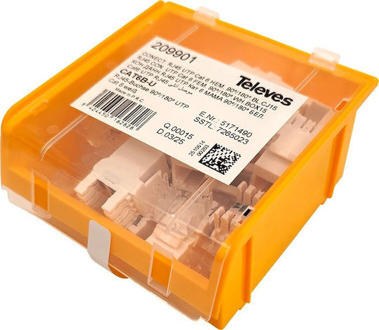 Televes 209901 Keystone Jack Rj45 Utp Cat.6 Θηλυκό 90°/180° White