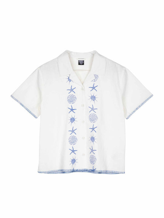 Short Sleeve Women's Shirt Off White
