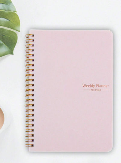 Spiral Planner Agenda Weekly Organization Habit Tracker To-do List Pink A5