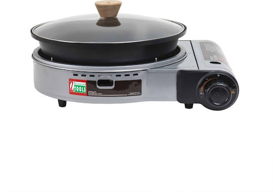 Set Aragaz Camping Oală Capac de Sticlă 2.3kw Putere Aprindere Electrică Gri + 3 Sticle 410ml Zts 5613_1