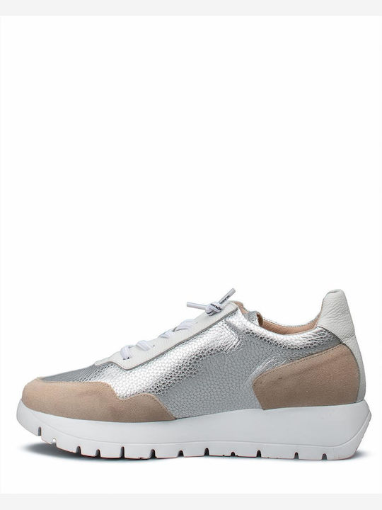 Damen Sneakers Plata Beige Silber