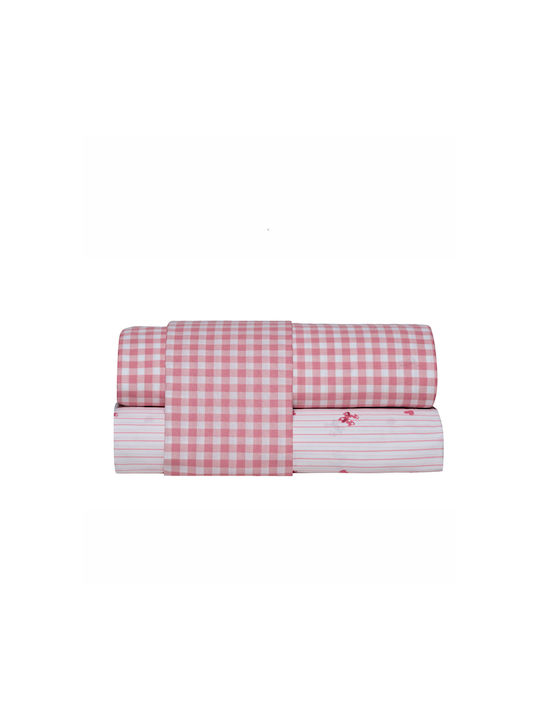 Kentia Single Cotton Sheet Set Sassy White-pink 160x270cm 3pcs