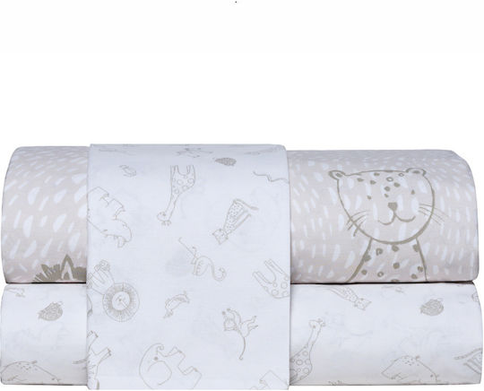 Kentia Semi Double Cotton Sheet Set Canopy White-Greige 190x270cm 3pcs