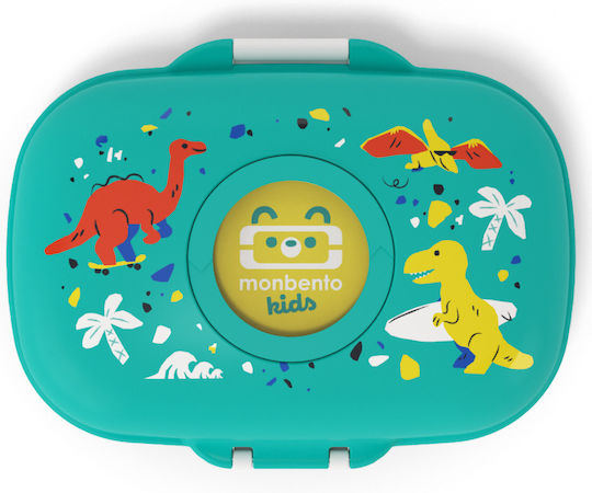 Monbento Cutie De Prânz Pentru Copii Din Plastic Dinozauri 0.6l Albastră