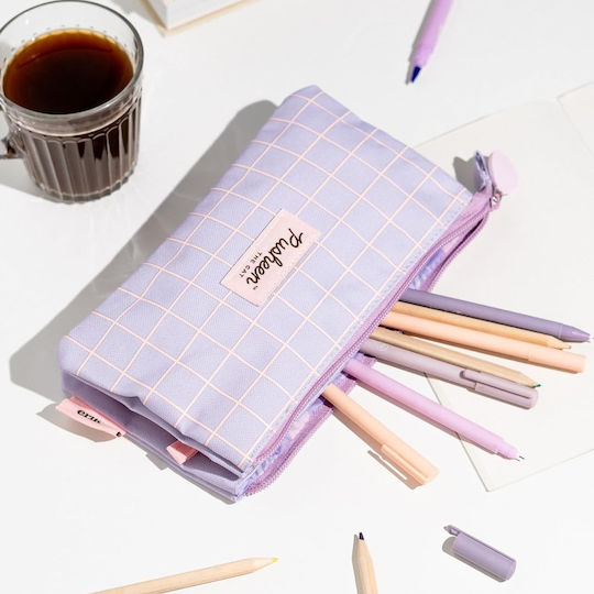 Pusheen Pencil Case 3 Compartments On Break Pattern Moments Collection Lavender