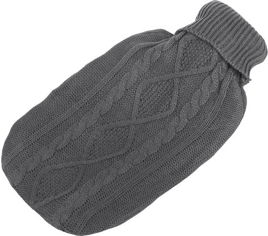 Hot Water Bottle in Gray with Cover for the Wrist 34x19cm 2000ml
