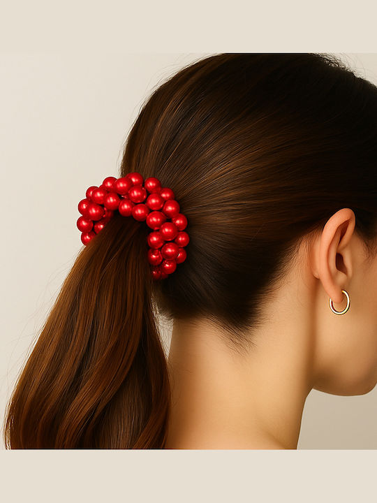 Elastic Hair Bright Beads Glamor Red Elastic Hair Bright Beads Glamor Red