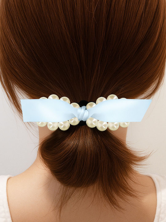 Elastic Trend Hair Beaded Satin Knot Subtle Blue
