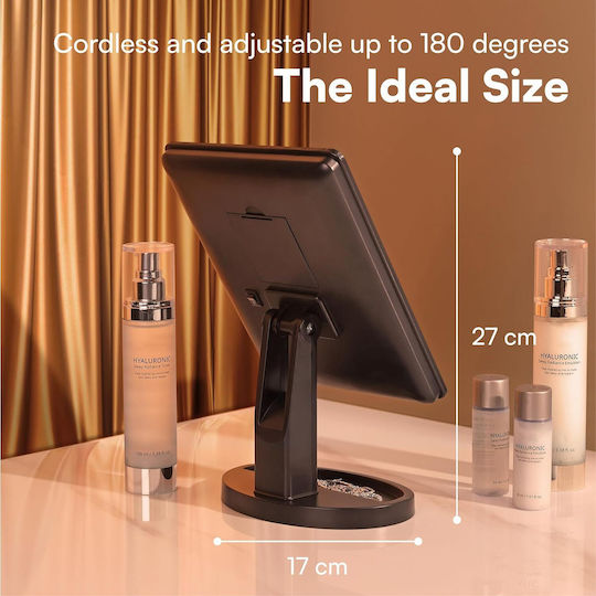 H&S Makeup Mirror Tabletop with Light 18.4x17.5cm Black