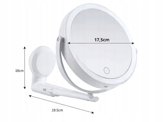 Makeup Mirror Wall with Light 17.7cm White