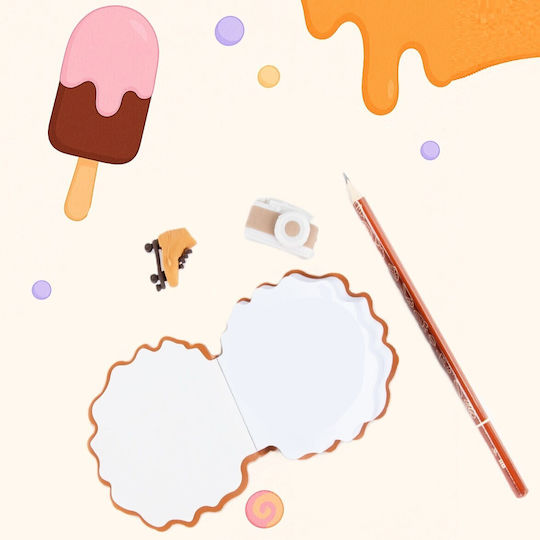 Waffle Journal Set Scented Accessories Zola 80-page Notebook Pencil 2 Erasers Salted Caramel Scent