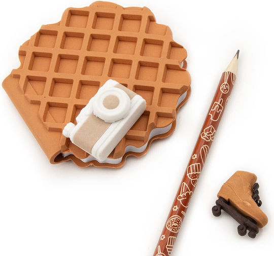 Waffle Journal Set Scented Accessories Zola 80-page Notebook Pencil 2 Erasers Salted Caramel Scent