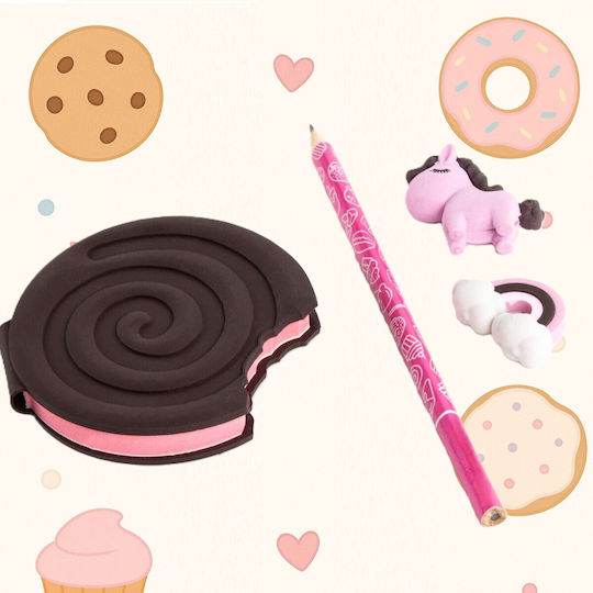 Cookie Journal Set Duftzubehör Zola 80-Seiten Notizbuch Bleistift 2 Radiergummis Schokoladen Himbeer Aroma