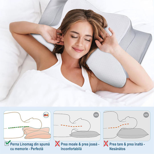Linomag Pillow with Memory Foam 60x38x9cm in White Colour