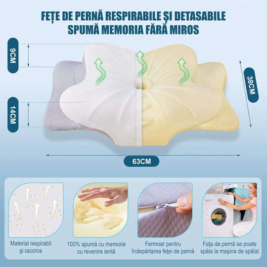 Linomag Pillow with Memory Foam 60x38x9cm in White Colour