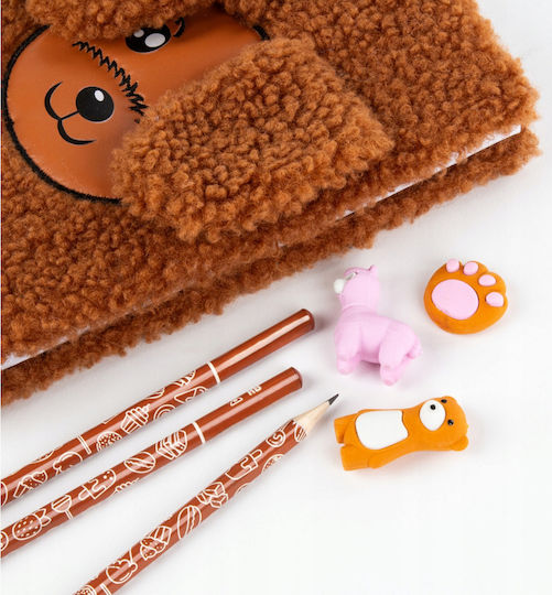Set 3 Pencils 3 Scented Erasers Zola Salted Caramel Scent Fun Designs Brown