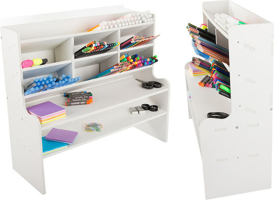 Multifunktionaler Schreibtischorganisator Zola 9 Fächer Kunststoff Gedrückter Schaum 47,5 x 17 x 42 cm Weiße