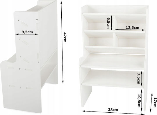 Multifunktionaler Schreibtischorganisator Zola 7 Fächer Kunststoff Gedrückter Schaum 28 X 17 X 42 Cm Weiße