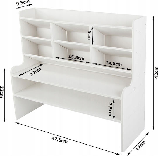 Multifunktionaler Schreibtischorganisator Zola 9 Fächer Kunststoff Gedrückter Schaum 47,5 x 17 x 42 cm Weiße