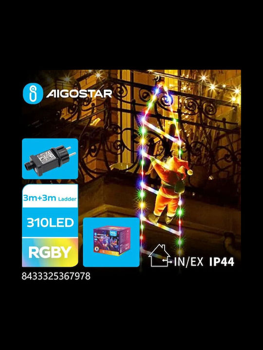 Moș Crăciun Iluminat Decorativ de Exterior din Plastic pe Scară