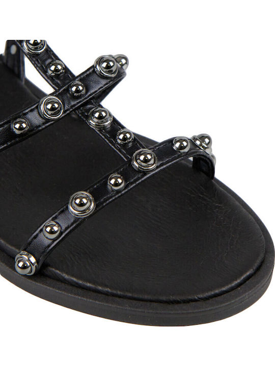 Leather Women's Gladiator Black Sandals