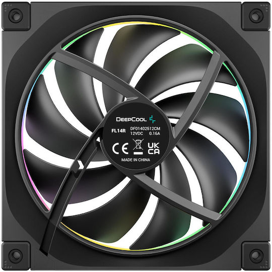 Deepcool FL14R Reverse Blade Case Fan 140mm 1700rpm 64.56cfm with ARGB Lighting and 4-Pin PWM Connection