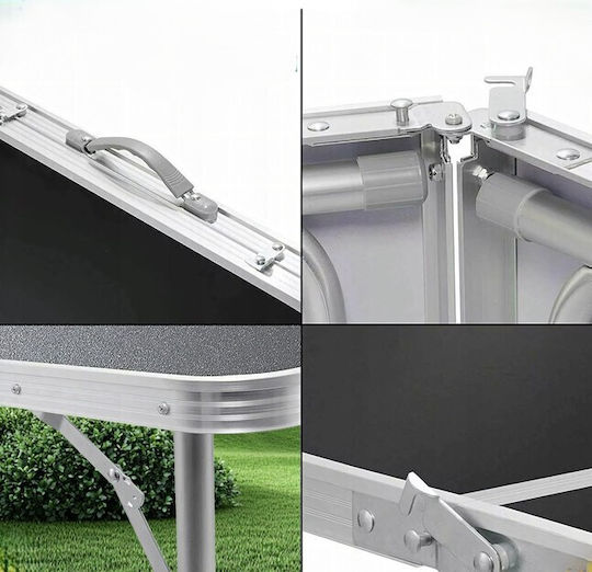 Set Masă Din Aluminiu Pentru Mobilier De Camping Pliabil În Caz În Care 120x60x55cm Negru