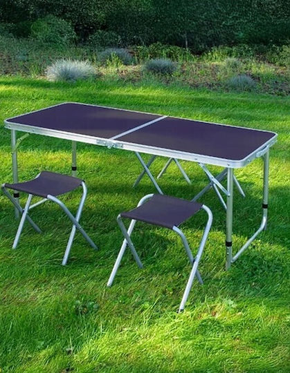 Set Masă Din Aluminiu Pentru Mobilier De Camping Pliabil În Caz În Care 120x60x55cm Negru