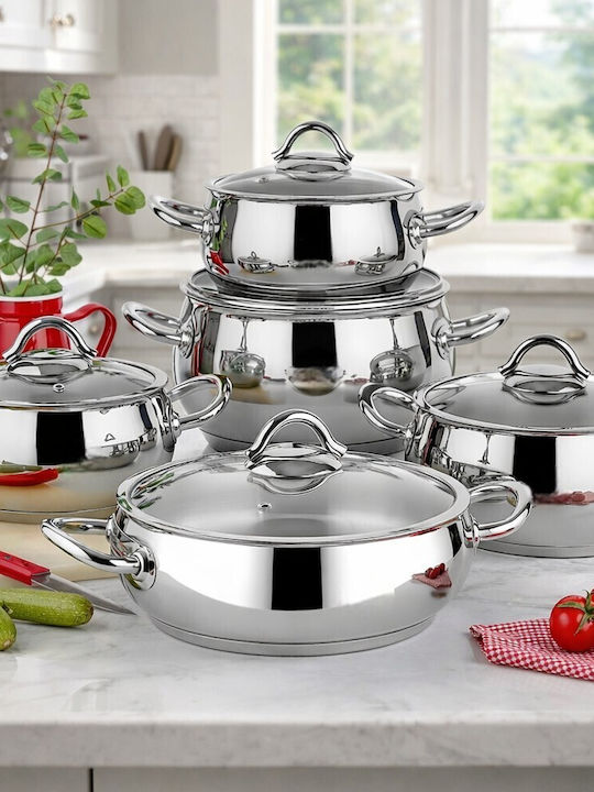 SteweHome Kochgeschirr-Set 10 Teile Silber 24cm
