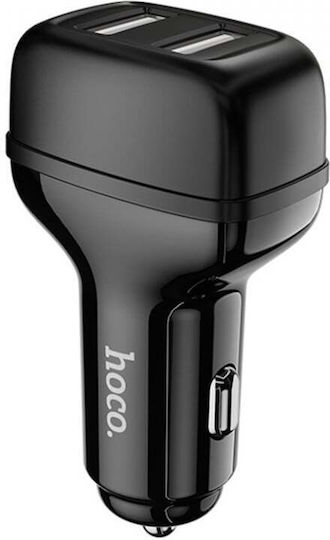 Hoco Z36 Leader Auto-Ladegerät 12W 2.4A mit Anschlüssen: 2xUSB Schwarz Farbe