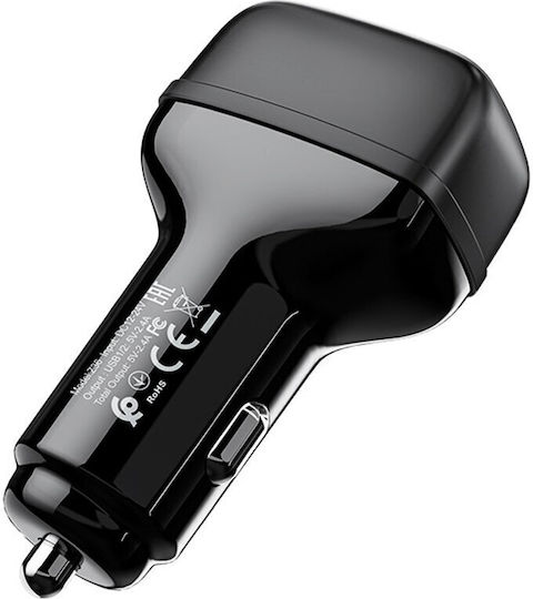 Hoco Z36 Leader Auto-Ladegerät 12W 2.4A mit Anschlüssen: 2xUSB Schwarz Farbe