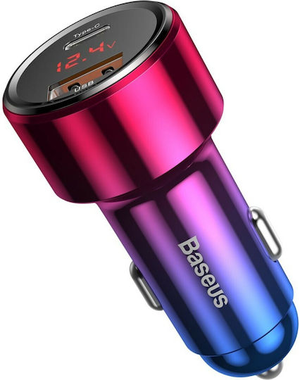 Baseus Φορτιστής Αυτοκινήτου Magic Car Charger QC 4.0 PD 45W με Θύρες: 1xUSB 1xType-C Πολύχρωμος