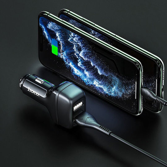 Hoco Z36 Leader Auto-Ladegerät 12W 2.4A mit Anschlüssen: 2xUSB Schwarz Farbe