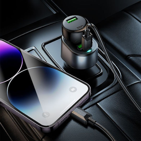 Hoco Зарядно за кола 35W 3Спецификация Бързо Зареждане с Портове: 1xUSB 2xType-C Черен Цвят
