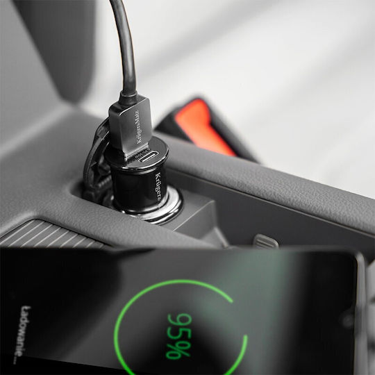 Kruger & Matz Încărcător Auto Cu Mufă De Brichetă 20W Încărcare Rapidă Cu Porturi 1xUSB-A 1xType-C Culoare Neagră