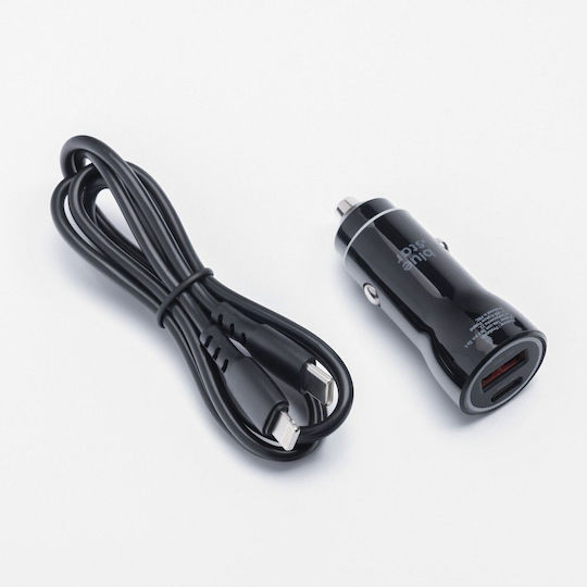 Blue Star Car Charger 25W 3A Fast Charging with One Port 1xUSB with Lightning Cable Blue Color