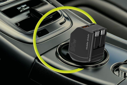 Mobile Origin 90w Car Charger Ca22 Usb-c + Usb-a 2x Usb-c Cable Mo-90cch-ca22
