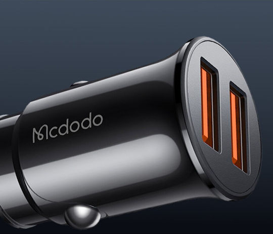 Mcdodo Car Charger 12W 2A with Ports: 2xUSB Black Color