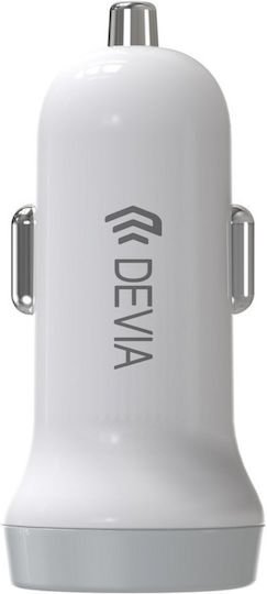 Devia Car Charger 3.1A with Ports: 2xUSB with Cable Lightning White Color