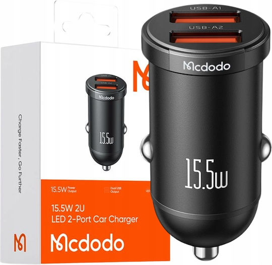 Mcdodo Cc-2950 Car Charger 15.5W 1A with Ports: 2xUSB Black Color