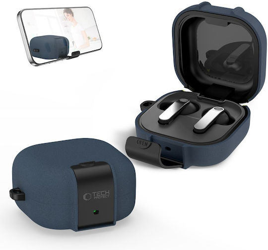 Tech-Protect Schlanke Kunststoffhülle Mit Haken In Blauer Farbe Für Galaxy Buds4 / 4 Pro
