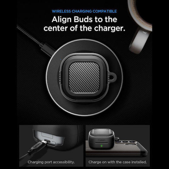 Spigen Silicone Case with Hook in Black for Samsung Galaxy Buds 4 / 4 Pro